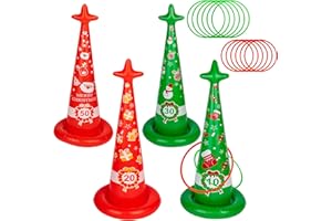 HONGCI Christmas Party Ring Toss Game Inflatable Fun Christmas Games for Kids Party Toss Game with 12 Rings, Fun Santa Xmas Eve Target Toss Toys Funny Xmas Games for Kids Family Adults Indoor Parties