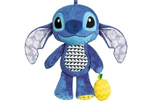 Clementoni Peluche Disney Stitch - Blandito De Peluche Colorado, Recièn Nacidos Estimulaciòn Multisensoriàl, Desarrollo De Percepción Tactil y Psicomotricidad Fina, Juguete Bebé 3-36 Meses, 17918
