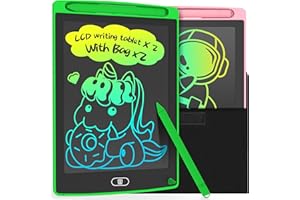 LEYAOYAO 2 Pack LCD Writing Tablet 8.5inch with Bag - Colorful Screen Doodle Pad Drawing Board Learning Educational Toy - Gift for Kids 3-6 Years Old Girl Boy (Green+Pink)