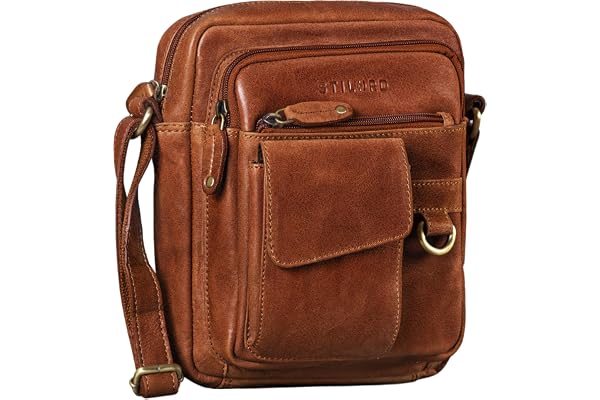 STILORD Ryan Sac Croisé pour Hommes Cuir Véritable | Sacoche Bandoulière Vintage | Petit Sac pour iPad 9,7 Pouces | Sacs à Bandoulière Couleur:Noir