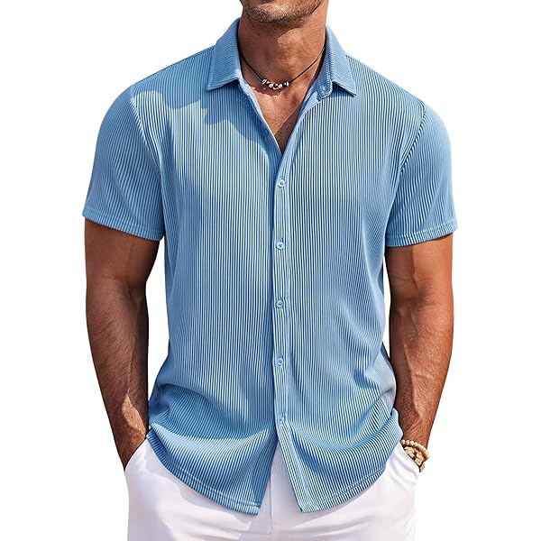 COOFANDY Herenhemd met Korte Mouwen Vrijetijdshemd Businesshemd Zomerhemd Casual Regular Fit Shirt Strandhemd met Borstzak Beige L