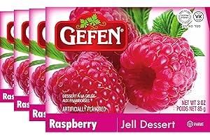 Gefen Raspberry Flavoured Jello, 85g (Pack of 4) Instant Jelly Powder, Vegan Friendly, Easy to Prepare, Great for Desserts, Certified Kosher