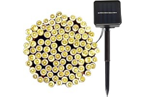 Lamker 12M 100LED Guirlandes Lumineuses Solaires Exterieure Étanche 8 Modes Blanc Chaud Lumière Guirlande pour Jardin Terrasse Balcon Fenêtre Clôture Arbre Mariage Fairy Lights Lumineuse Décoration