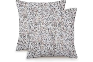 NIULAA Lniana poszewka na poduszkę 40 x 40 cm, zestaw 2 szt., vintage, kwiaty, kwadratowe, na sofę, do ogrodu, na zewnątrz, przytulne poszewki na poduszki do salonu, na kanapę, balkon, styl dworkowy