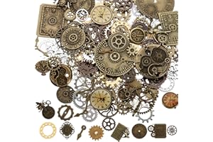 ZOOFOX 113 Stück Zahnrad-Anhänger, gemischte Vintage-Bronze-Uhren-Zahnrad-Set, DIY Metall Steampunk-Anhänger zum Basteln, Schmuckherstellung, Zubehör (mehrfarbig)