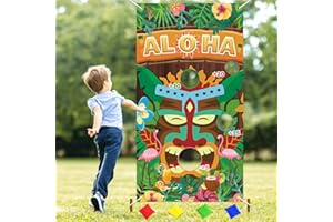 Lets Joy Giochi Lancio, Hawaiian Giochi di Lancio Set, Banner Del Gioco di Lancio Con 4 Sacchetti di Fagioli, Hawaiian Tiki Aloha Giochi di Lancio di Sacchetti, Feste di Gioco di Lancio All'aperto