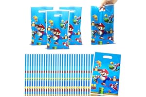 HEAWAA 50 Piezas Bolsas de Regalo Mario, Bolsas de Dulces Cumpleaños Infantiles para Galletas Cumpleaños Fiestas de Cumpleaños Bodas Navidad Niños