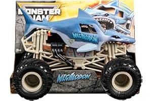 Monster Jam, Official Megalodon Monster Truck, Collector Die-Cast Vehicle, 1:24 Scale, Kids’ Toys for Boys and Girls Aged 3 and up, Blue