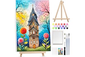 Bowetile Casa Cornice Dipingere per Numeri per Adulti con Cavalletto Legno, Kit Lavoretti Creativi per Numeri per Principianti, Kit Pittura Acrilica Numerata Per Decorazione Della Casa20x30cm