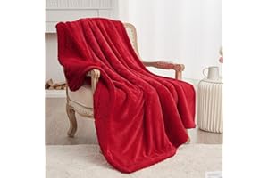 SOCHOW Sherpa Decke Klassisch Rot zweiseitige Wohndecken Kuscheldecken, extra Dicke warm Sofadecke/Couchdecke aus Sherpa, 150 x 200 cm super flausch Fleecedecke als Sofaüberwurf oder Wohnzimmerdecke