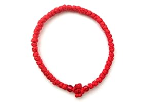 IconsGr Corda da Preghiera komboskini Greca Cristiano ortodossa Benedetta, Fatta a Mano, Chotki Sottile con crose dal Mount Athos Rosso (Grecia)