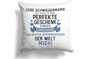 22Feels Schwiegermama Geschenk von Schwiegersohn Bräutigam Hochzeit, Mutter der Braut, Geburtstag Muttertag, Schwiegermutter Kissen Deko (Weiss, Quadratisch, 40x40cm)