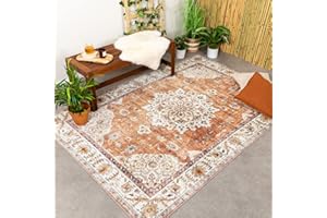 ‎FRAAI | HOME & LIVING FRAAI | Home & Living Vintage Gartenteppich - Santo Medaillon Terrakotta - Wetterfest - Polyester - Flachgewebe - Balkon, Garten/Terrasse - Terrasse - Rug