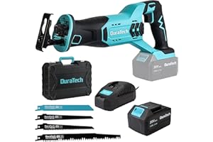 DURATECH Scie Sabre sans Fil 20V avec Batterie 4,0Ah, Scie Sabre à Batterie avec 4 Lames et Boîte de Rangement, Scie Alternative pour Couper Bois, Métal et PVC