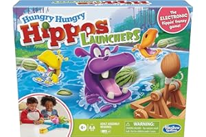 Hasbro GAMING Hungry Hippos Launchers Game for Kids Ages 4 and Up, Electronic Pre-School Game, 2-4 Players (Multicolour)