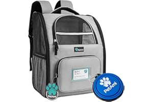 PetAmi Dog Backpack Carrier For Small Large Cat, Pet, Puppies, Ventilated Pet Hiking Backpack Travel Bag, Airline Approved Cat Backpack Carrier, Safety Back Support, Camping Biking Dog Bag, Light Grey