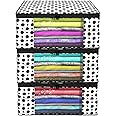Kuber Industries Clothes Organizer For Wardrobe (Pack of 3) - Storage Organizer For Saree | Shirts | Lehenga - Dress Organizer For Wardrobe - Saree Covers With Zip (Polka Dots) (Black and White)