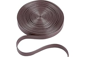 GORGECRAFT 5m Cinta de Recorte de Cuero 10mm de Ancho Plegable Tiras de Cuero Lichi Granulado Imitación de Cuero Correa Cordón de Cuero Plano Cuerda para Manualidades DIY Cinturón Pulsera, Coco Marrón