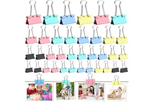 MXTIMWAN 100 pcs Set Clip Fermacarte in Metallo Foldback,15 mm, 19 mm, 25 mm, 32 mm Clip per Raccoglitori,Clips per Carta e Fotografie,Colorate Molle Fermacarte,per Ufficio Scuola Home