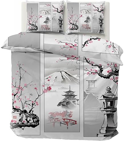 Michorinee Housse De Couette Vichy 220x240 à Carreaux - Parure De Lit En Microfibre Réversible Blanc Et Gris Avec Fermeture éclair - Linge De Lit Adulte 2 Personnes Taie D'oreiller 65 X