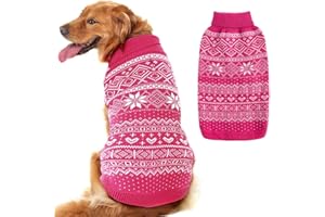 HOMIMP Dog Sweater Argyle - Warm Sweater Winter Clothes Puppy Soft Coat, Ugly Dog Sweater for Small Medium and Large Dogs, Pet Clothing Boy Girl Pink