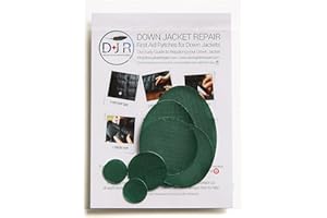 DJR Down Jacket Repair Patches: Easy to Use, Pre-Cut, Self-Adhesive, Waterproof Fabric, Tear-Resistant Rip-Stop Nylon Fabric Patches for The Repair of Clothing, Sleeping Bags, Outdoor Gear – Bottle Green