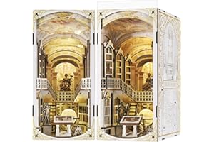 MiniCity Book Nook Kit, miniaturowy domek dla lalek, zestaw książek, drewniane puzzle 3D, podpórka na książki, dekoracja z oświetleniem LED, dla młodzieży i dorosłych (Biblioteka Bogów)