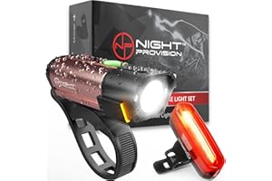 NP NIGHT PROVISION BX-300 USB Rechargeable LED Bike Light Set Front and Back Cycling Safety Lights Best Headlight with New DUO-120 USB Tail Light for Adults Kids Men Women