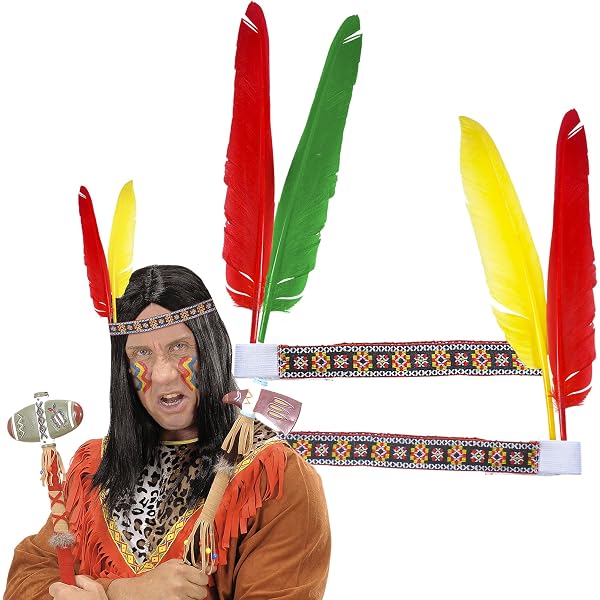 MWOOT 6er Set Federn-Haarextensions – Boho Haarschmuck Mit Kammclip Für Kostümpartys, Ca. 40 Cm, Braun & Weiß