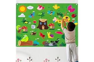 WATINC Kit de Tablero de Historias de Fieltro para niños, Aprendizaje educación, narración de Cuentos, Juguetes Reutilizables, Juguetes educativos Colgantes, Regalo de cumpleaños (Insectos)