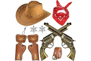 G.C 9 Pezzi Accessori Costume da Cowboy Bambini Bambina Cappello da Cowboy Bandana Accessori Feste di Halloween Natale Carnevale Cosplay Party Dress Up per Bambini
