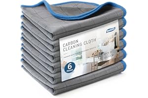 Ekedalen Panni Magic Microfibra Carbonio 400GSM, 6X Asciugamani Senza Aloni Catturapolvere, Strofinacci Pulire per Vetri Pavimenti Bagno Casa Cucina Auto Moto, Stracci Pulizia Riutilizzabili, Blu