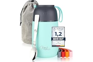 Milu® termos obiadowy 450, 650 ml, 800 ml, ze stali nierdzewnej, na żywność dla niemowląt, utrzymujący ciepło jedzenia, na musli, na wynos, miętowy, 800 ml, możliwość personalizacji