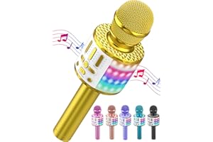 MICQUTR Wireless Microphone with Lights, Karaoke Bluetooth Microphone for Kids Adults, Portable Toy Karaoke Mic Speaker Machine, Home KTV Player Support Phone/Pad/TV for Party Singing, Boys Girls Best Gifts