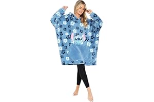 Disney Sweat à capuche couverture portable | Pull à capuche pour adultes avec imprimé thématique Einheitsgröße Vêtements de détente doublés Sherpa avec poches