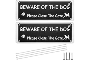 SVALOR Beware of The Dog - 2 Pack Pre-Drilled Aluminium Metal Dog Warning Sign, Rustproof, UV Protected - with Zip Ties & Screws for Outdoor Gate Wall - 3.5'' × 9.8''