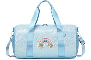 KIMWADALH Pailleté Sac Filles Danse Arc en Ciel Sacs de Sport pour Enfant Filles Ballet Latine avec Poche Étanche Séparée