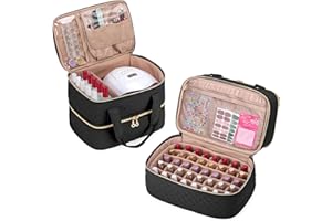 ‎YARWO Yarwo Nagellack Tasche Organizer, Nagellack Aufbewahrung für 50 Flaschen (bis zu 15 ML) und Nageltrockner, Kosmetikorganizer für Nagellampe, Schwarz(PATENT ANGEMELDET)