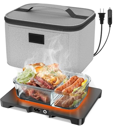 Gamelle Chauffante Portable 8,87L - 3 En 1 (micro-ondes, Four, Chauffe-plats) - 12V/24V/110-220V - Pour Voiture, Bureau, Voyage