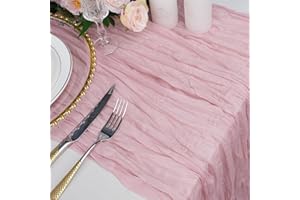 Babenest 3 Packs Charcoal Pink Cheesecloth Table Runner, 10 ft Rustic Cheese Cloth, Boho Gauze Semi-sheer Long Tablecloth Decoration for Kitchen Romantic Wedding Party Bridal Baby Shower(300 X 90 cm）