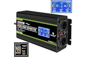 NOVOPAL Convertisseur Pur Sinus 2500W- Onduleur Convertisseur 24V 220V 230V avec télécommande et Dual AC Prises et écran LCD,pour Voiture, Caravane, Bateau, Camping, Voyage