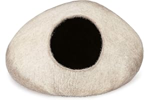 EVEREST DOG CHEW Everest Cat Bed, 100% New Zealand Merino Wool, Handmade in Nepal (Brown White Mix)