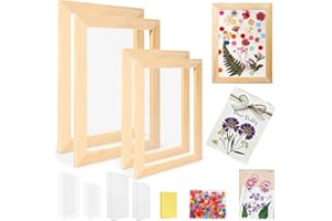 Aboofx Paper Making Kit, A5 & A6 Size Paper Making Screen Frame Kit, Wooden Mold and Deckle with Mesh, Absorbent Papers, Sponge and Confetti, DIY Handmade Papers Making Supplies Gift for Craft Lovers