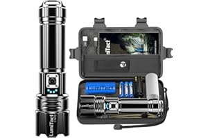 LUMITACT Torches LED Super Bright Rechargeable - 500000 Lumens Powerful Torch XHP70.2 Tactical Flashlight with Holster, 5 Modes & Zoomable Flash Light IP67 Waterproof for Camping Hiking Emergency Dog Walking