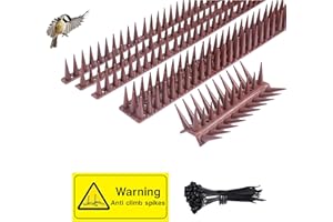Wivico Upgraded Bird Spikes for Pigeons 338In（16.93In x 20pcs） Anti Cat Spikes For Fence Tops Anti Climb Spikes Seagull Deterrent Fence Spikes For Cats Anti Pigeon Spikes/Brown