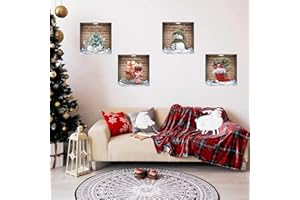 ANHUIB Fenêtre de Noël Stickers,Autocollants de Décoration de Noël,Autocollant Muraux Noël,Cadeau de Noël,Stickers de Fête de Noël,Amovible Autocollant de Noël,3D Noël Stickers Intérieur Maison Décor