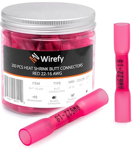 120pcs Connettori Termoretraibili Saldanti AWG22-18 Rosso Connettore Elettrico Termorestringente Per Cavi Elettrici Rapporto Di Restringimento 3: 1 Per Auto Moto