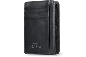 Otto Angelino Cienki portfel z prawdziwej skóry dla mężczyzn – kilka otworów na karty kredytowe, banknoty, karty biznesowe, ochrona RFID (zielony), czarny (czarny) - OTTO86