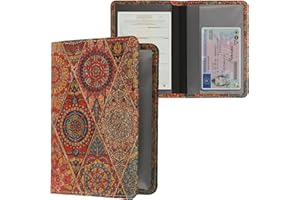 kwmobile Etui na dowód rejestracyjny pojazdu z przegródkami na karty – etui z korka na dowód rejestracyjny prawo jazdy — pokrowiec ochronny różowy, czerwony, niebieski, mandalowy