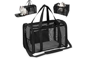 Vasmeiy Transporttasche für Katze Hund,Katzentasche Transporttasche,Katzentransportbox,Faltbar Tragetasche Katzentransporttasche,für atze Kätzchen Welpen bis 6 Kg,Schwarz